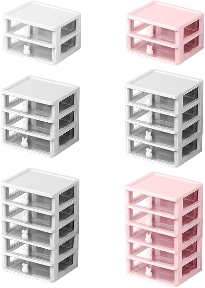 Bunny Drawer, Bunny Drawer Organizer with Bunny Handle Large Capacity Drawer Organizer for Books, Pens, Office Supplies, and Small Accessories (3 drawer, White)