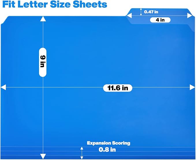 KTRIO 18 Pack Plastic File Folders, Letter Size, Erasable Tabs, 9 Colors | Water-Resistant PP, Expandable Capacity, 1/3-Cut Erasable Tabs, Letter Size Fit, Office School Home