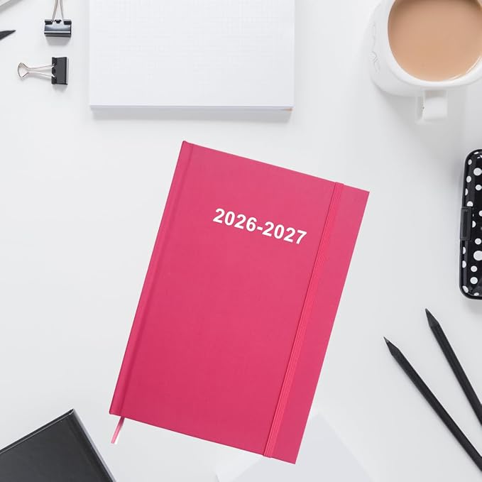 2026-2027 Planner - Weekly & Monthly Planner from July 2026 to June 2027, 5.8'' × 8.3'' Agenda 2026-2027 with Inner Pocket, Elastic Band, Hard Cover, Perfect Daily Organizer, Pink