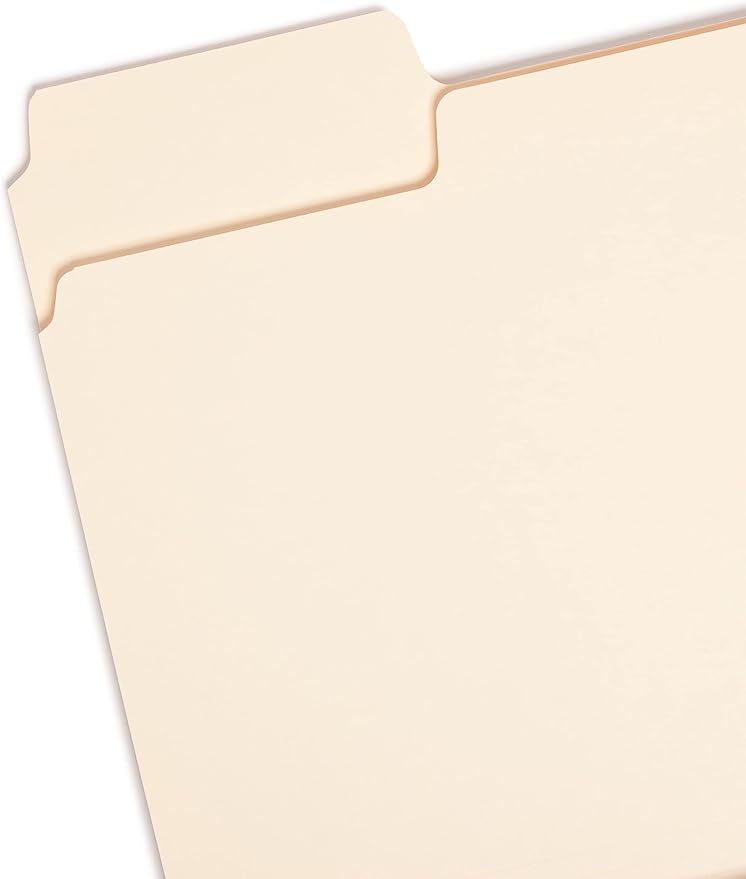 Smead SuperTab Heavyweight File Folder, Oversized 1/3-Cut Tab, Letter Size, Manila, 50 Per Box (10401)