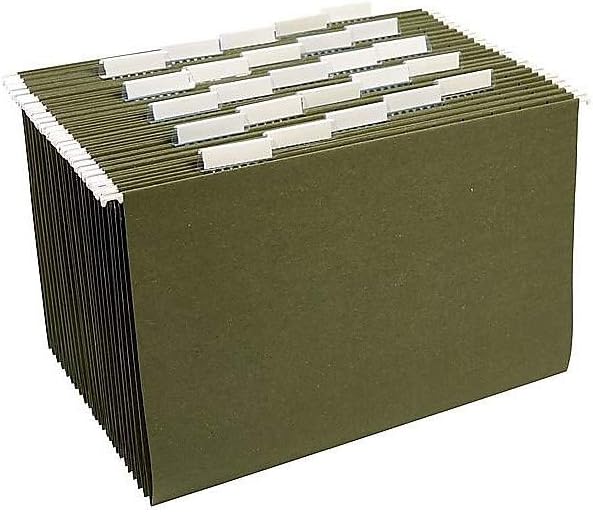 Staples Hanging File Folders, Legal Size, 5‑Tab, Standard Green – 25/Box