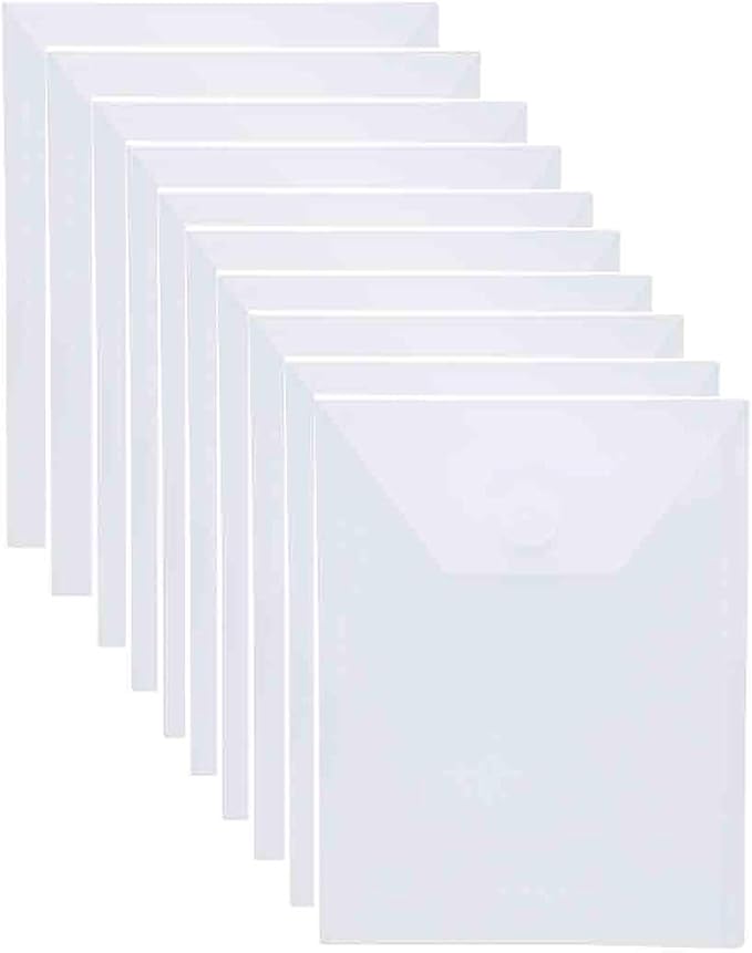 7x5 Clear Plastic Envelopes Hook Loop Closure Receipt Sticker Storage Holder 10 Pack