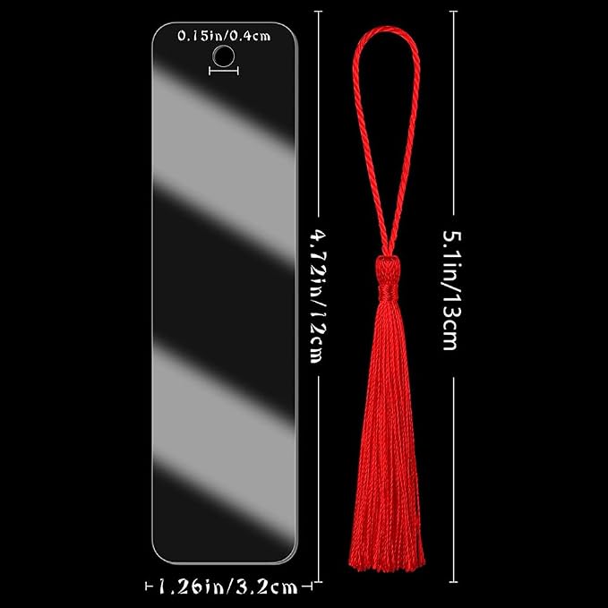 30 Pcs Acrylic Sublimation Bookmark Blank Heat, Transfer Aluminum Metal Bookmarks, Heat Transfer Craft Tag with Colorful Tassels for DIY Reading Projects Crafts, 4.72''x1.26''
