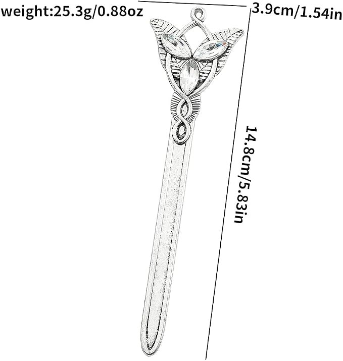 Fantasy Metal Bookmarks with Elvish Leaf, Sword Charm & Evenstar Engraving, Epic Quotes Carved Jewelry for Book Lovers, Dark Academia Gifts for Readers (Silver 1944)