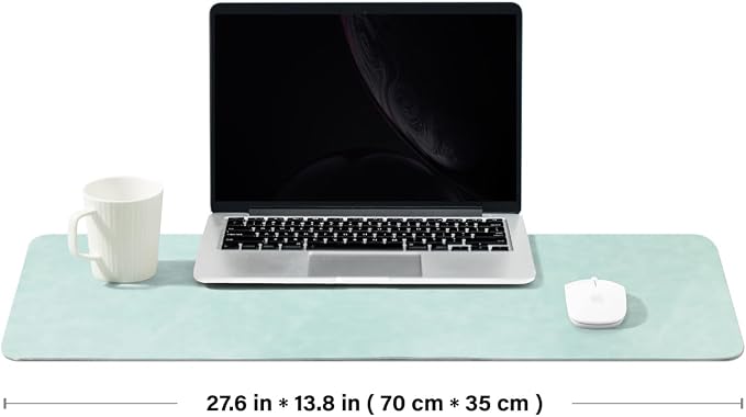 Distressed Leather Desk Mat - Non-Slip PU Desk Pad for Office and Home - Desk Organization and Accessories - Ideal for Large Mouse Pad and Desk Mats on Top of Desks(Mint Green,27.6"x 13.8")