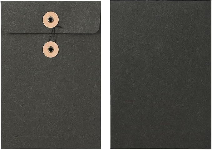 10 Pcs Vintage Kraft Paper File Folder Thickened A5 Filing Envelope Project Photo Pockets Reusable Document Wallet Bag with String Tie Closure for Office Home