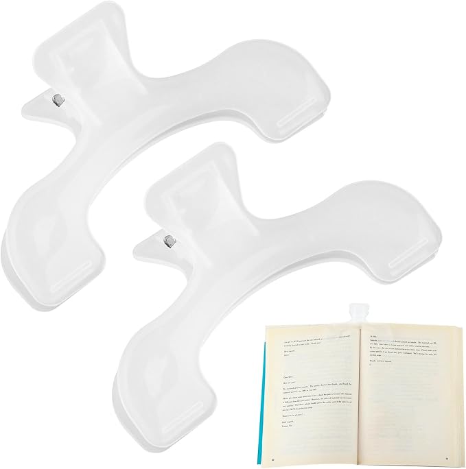2pcs Transparent Book Clips Book Page Holder Bookmark Books Page Open Holder for Teachers, Students,Clerks, Ideal for Classroom, Office(Color:Clear)