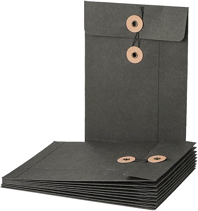 10 Pcs Vintage Kraft Paper File Folder Thickened A5 Filing Envelope Project Photo Pockets Reusable Document Wallet Bag with String Tie Closure for Office Home