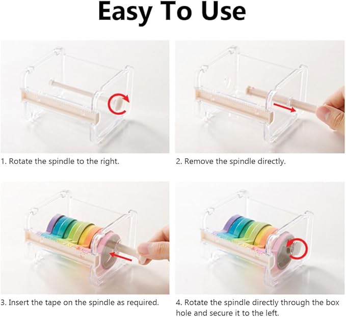 Tape Dispenser Cutter, Visible Packaging Roll Tape Holder Organizer for Home Office School (Beige)