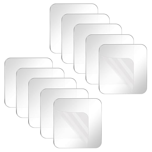 10PCS Heavy Duty Double Sided Adhesive Mounting Square Tape, Waterproof Strong Clear No Residue Removable Tape for Hanging, Wall Mounting, Home Decor & Shower