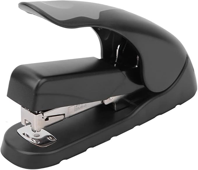 Stapler - Book Stapler 20/40 Sheets Stapling Machine Bookbinding Stapler Soft Cushioned Handle One Button Needle Slot Reversible Groove (Black)