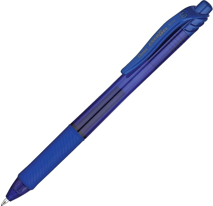Pentel EnerGel-X Retractable Liquid Gel Pen (1.0mm) Metal Tip, Blue Ink, Box of 12 (BL110-C)
