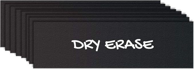 Black Dry Erase Chalkboard Magnetic Shelf Label Magnets. Perfect for Kitchen of Office. (1" x 5" (10 Pieces)