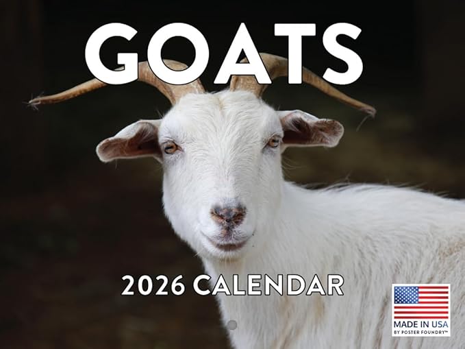 Goat Calendar 2026 Monthly Wall Calender 12 Month | American Made In The USA