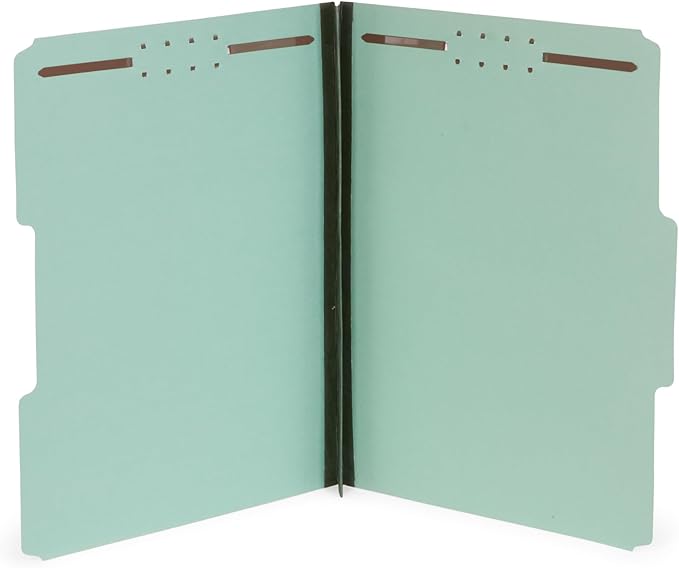 Blue Summit Pressboard File Folders, 2 inch Expansion Pressboard Folders Letter Size, Pressboard Folders with Fasteners, Gray/Green – 25 Pack