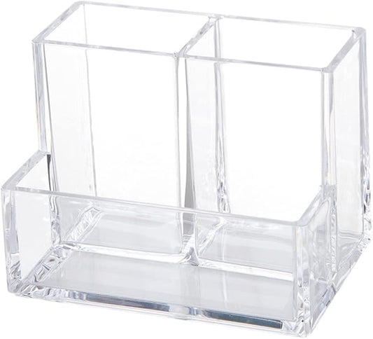 DOITOOL 1pc Creative Transparent Acrylic Desktop Organizer for Office Supplies Makeup and Sundries Versatile Storage Case for Pens Markers Jewelry and More