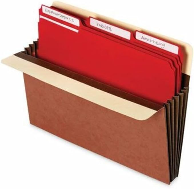 Redrope Expanding File Pockets, 7" Expansion, Letter Size, Brown, 5/Box