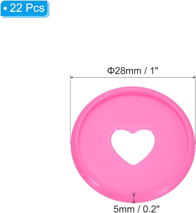 PATIKIL 35mm 1" Rose Red Plastic Round Heart Shape Book Binding Discs, 22 Pcs Discbound Expansion Discs Plating Binder Rings for DIY Notebook Planner