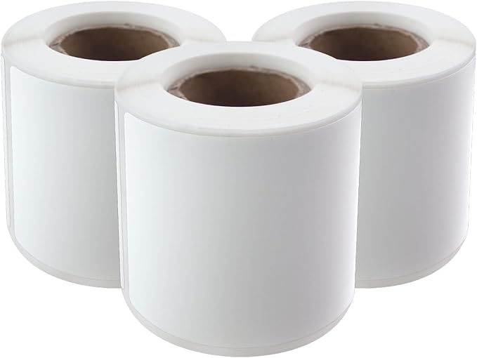 PUQU 40x60mm Direct Thermal Sticker Labels, Self-Adhesive All-Purpose Label Maker Tape, Compatible with AQ Series Label Printer, Refills Standard Laminated Office Labeling, 3 Rolls, 390 Labels