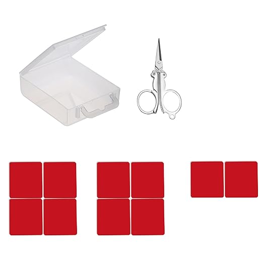 OAPRIRE 3M Double Sided Adhesive Tape Pads 10 PCS Multipurpose 3M VHB Sticky Adhesive Pads Replacement Mounting Tape with Stainless Steel Folding Scissors and Storage Box - 1.96 in x 1.57 in