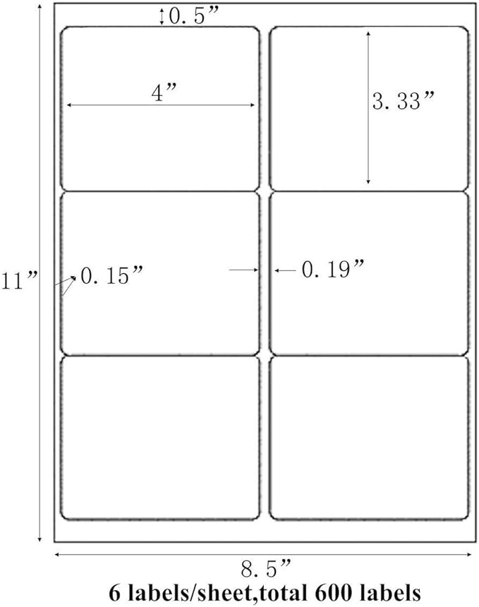 9527 Product 6-UP Shipping Labels, 3-1/3 x 4 Address Labels 150 Labels, 25 Sheets Compatible Laser/Ink Jet (25 Sheets)