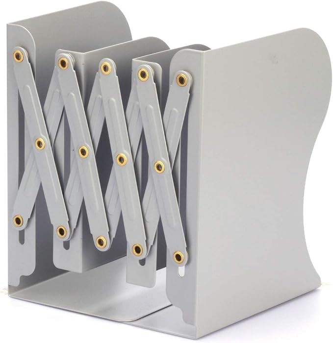 Aobopar Book Ends, Bookends for Shelves, Book Organizer for Desk, Metal Bookends for Heavy Books, Book Holders for Shelves, Suitable for Office, Home and School Use (Grey)