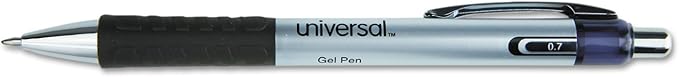 Universal Comfort Grip Gel Pen, Retractable, Medium 0.7 Mm, Black Ink, Silver Barrel, 36/Pack