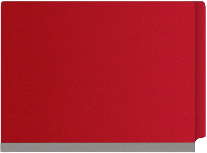 25 Pt. Pressboard Classification Folders, Full Cut End Tab, Letter Size, 2 Dividers, Deep Red (Box of 10)