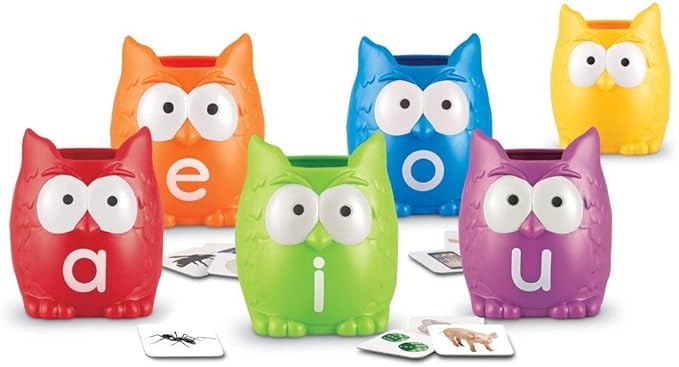 Learning Resources Vowel Owls Sorting Set - Phonics Games for Kids, Vowel Sounds, Toddlers Vocabulary Building, ABC Word Game, Reading skills Toys, Learn to Read, Gifts for Boys and Girls