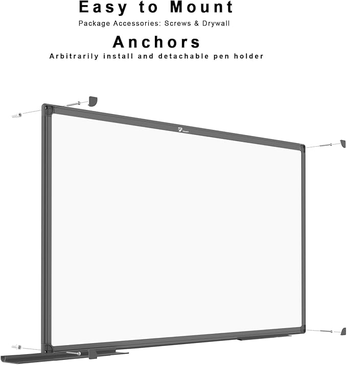TOWON Magnetic Dry Erase Board, 72 x 40 in White Board Dry Erase, Aluminum Framed Whiteboard for Wall, Large Dry Erase Board Wall Mounted with Markers, Pen Tray, Magnets, Cleaning Wipe, Black Border