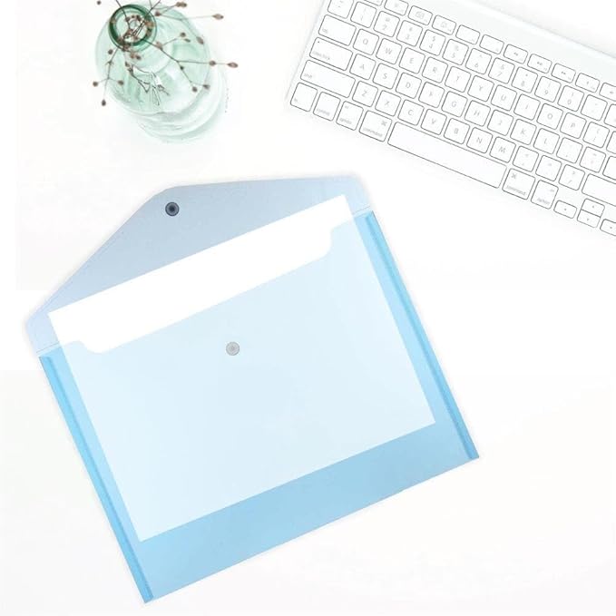 JAM PAPER Plastic Envelopes with Snap Closure - Letter Booklet - 9 3/4 x 13 - Blue - 3/Pack