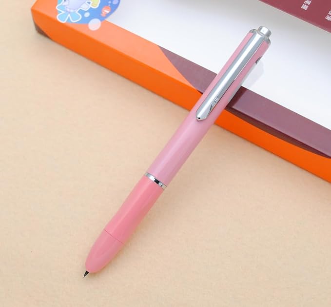 OASO K016 Retractable Fountain Pen Set 0.5mm with 4pcs Blue Ink Cartridges Smooth Writing for School Students (Coral Pink)