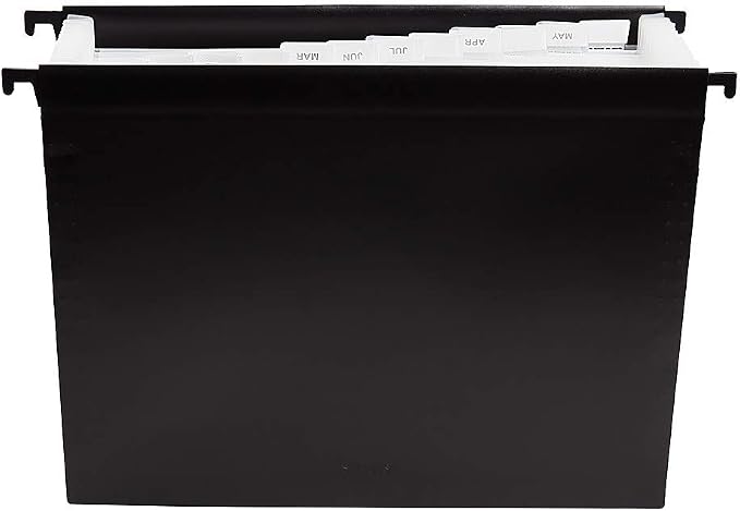 Staples Poly Expanding Hanging File Folder, 12‑Pocket Letter‑Size Accordion File with Jan–Dec Index, Durable Poly Construction, Black
