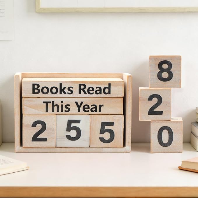 Books Read This Year Counter, Book Counter Sign Up to 999 Bookish Accessories, Books Read This Year Tracker for Reading Goal Display, Reading Challenge Gift for Readers(Color:Rustic)