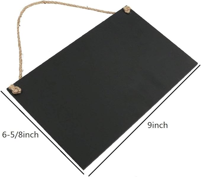 Wooden Double Sided Hanging Chalkboard Signs,Memo Message Sign, Vintage Erasable Message Board Sign with Hanging String for Wedding Kitchen Home Party Decoration (Black)
