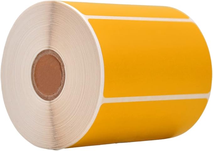 WOD Orange Direct Thermal Label Rolls - 4 x 2 inch, 725 Nametag Stickers per Roll (Pack of 16) Permanent Adhesive for Color Coding, Labeling, Inventory Management at Home, Business, and Classroom.