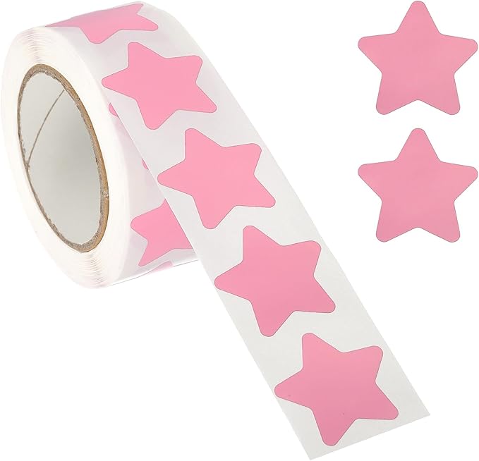 PATIKIL Star Stickers Roll 1", 500 Pcs Self-Adhesive Reward Stickers for Classroom Teacher Supplies and DIY Craft, Pink