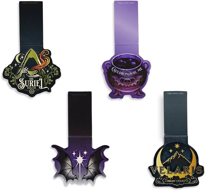 Conquest Journals A Court of Thorns and Roses Magnetic Bookmarks, 4-Pack Book Markers, Page Clips with Magnets, Bookish ACOTAR Designs, Gifts for Readers, Officially Licensed Sarah J. Maas Collection