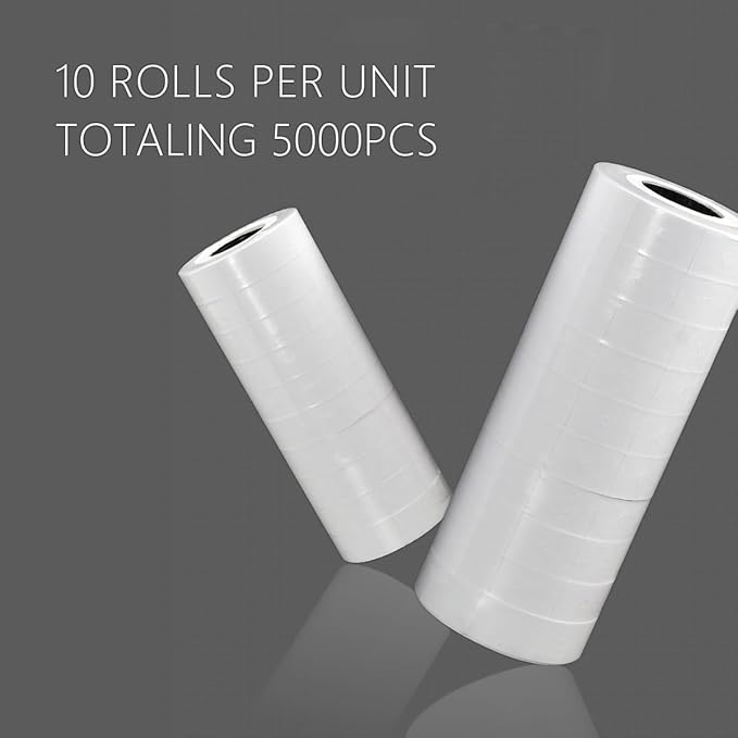 MX-6600 Price Labels 2-line Price Label Paper for MX-6600 Price Gun Labeller,Pricemarker Labels for MX-6602/G6600/YH-689/CN-6600EOS,10 Rolls 5000 pcs (White)