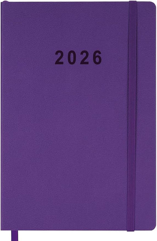 2026 Planner - Weekly and Monthly Planner, Jan 2026 - Dec 2026, Holidays, Contacts and Notes Pages, Vegan Leather Cover, Elastic Closure, 5.5”x8.25”, Purple
