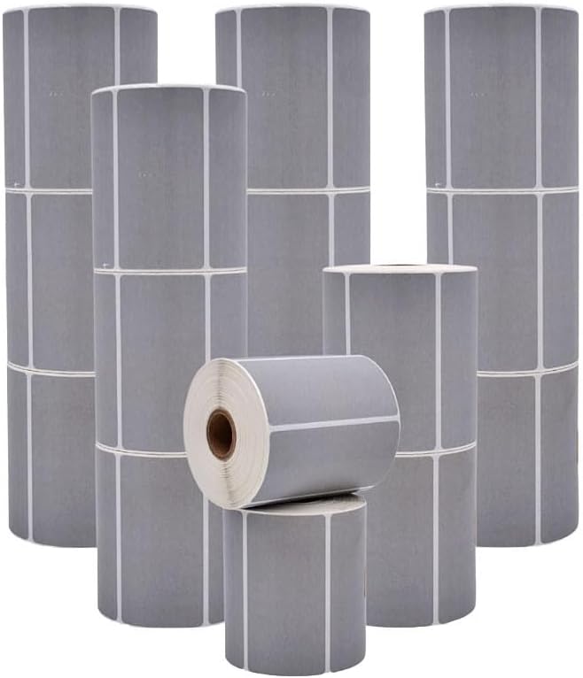 WOD Gray Direct Thermal Label Rolls - 4 x 2 inch, 725 Nametag Stickers per Roll (Pack of 16) Permanent Adhesive for Color Coding, Labeling, Inventory Management at Home, Business, and Classroom.