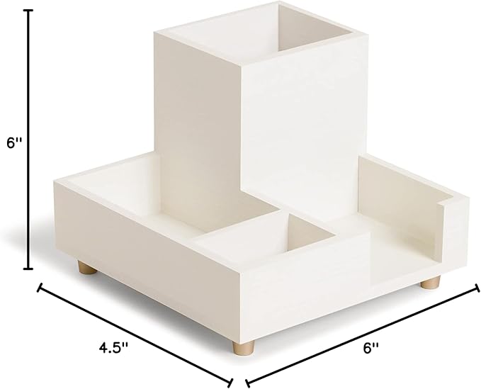 U Brands Juliet Compartment Cup, Office Organization Supplies, White and Gold, 1 Count