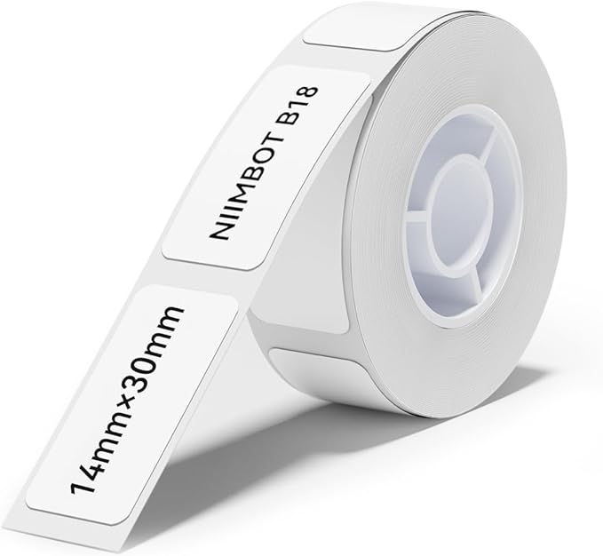 NIIMBOT Thermal Transfer Labels 0.55''x1.18'', for N1(B18) Label Maker, PET Material, Waterproof and High-Temperature Resistance, Long Storage Time, White(14x30mm-190)