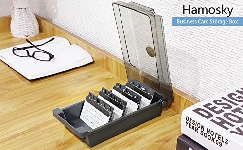 Business Card Holder Box Business Card Box Business Card File Business Card Storage Business Index Card Organizer (4 Dividers)