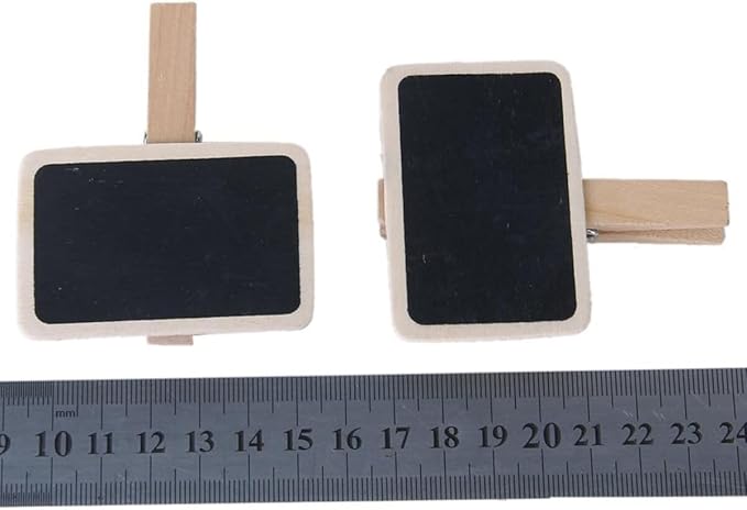 20 Pieces Mini Chalkboard Signs with Clips, Wooden Rectangle Message Boards,with Clip Message Chalk Board Tag Signs Clips Basket Labels Clip for Memo,Note Taking