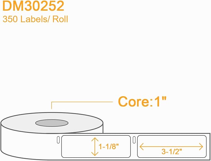 (4200 Labels/12 Rolls) Labelebal 12 Rolls Compatible with DYMO 30252,1-1/8" x 3-1/2"(28mm x 89mm) Direct Thermal Labels,Shipping Replacement Labels Compatible for DYMO LabelWriter Printer
