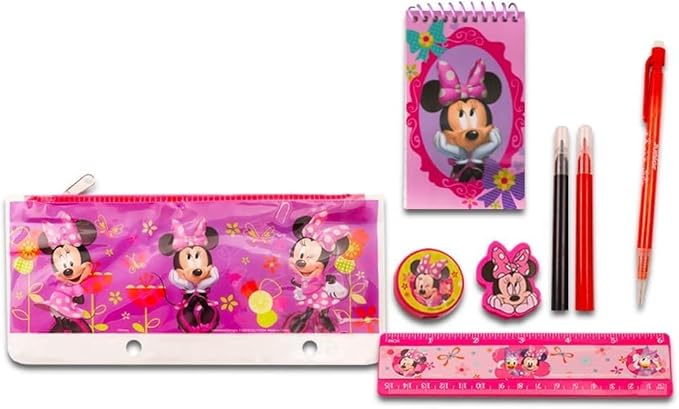 Minnie Mouse School Supplies Value Pack Set - Bundle with Disney Folder, Notebook, Erasers, Stickers, and More | Minnie Back to School Classroom Set