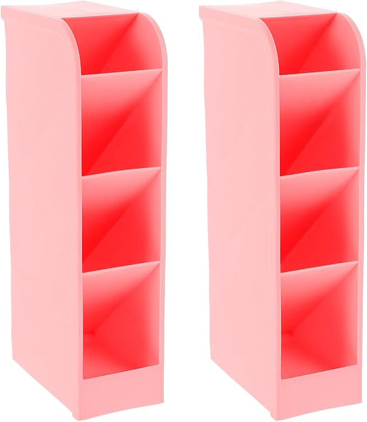 Wakauto Plastic Pen Holder Organizer 2 Pack 4-Layer Desktop Pencil Storage Box for Office and Home Desk Supplies 7.87 X3.74