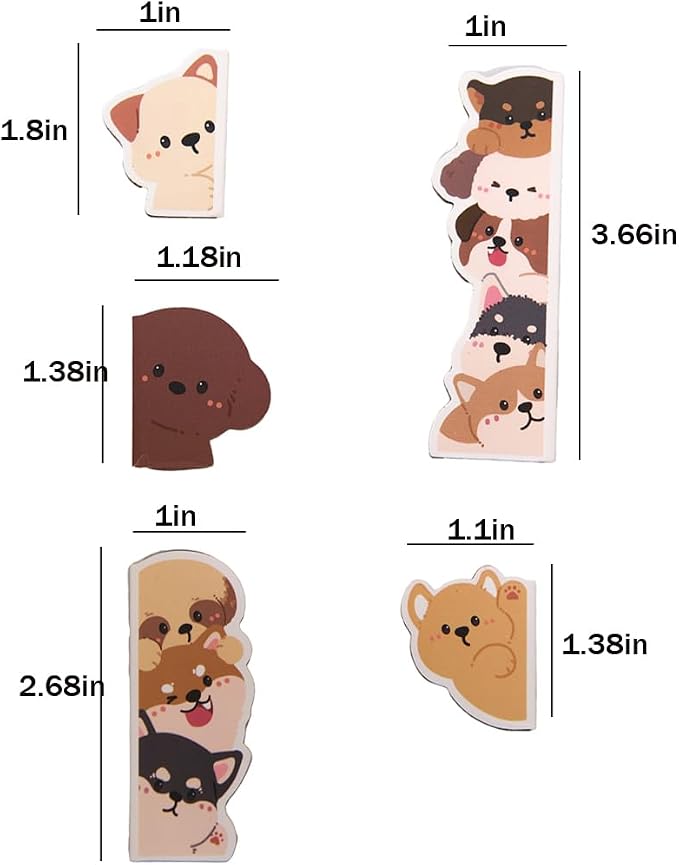 5pcs/Set Cute Magnetic Bookmark, Funny Peeping Dog Book Marker Clip for Kids, Women, Teachers, Students, Book Lovers Gifts, Printing on 2 Side (Dog)