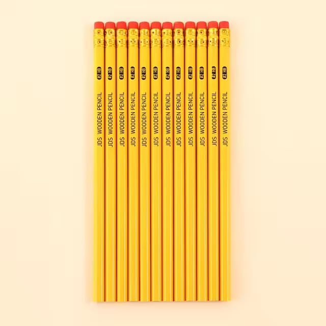 Pencils #2 HB Lead Woodcased Yellow Non Sharpened Hexagonal Shape Best For Schools Offices Teachers And Students Pack Of 12 Extra Strong Pencils With Eraser